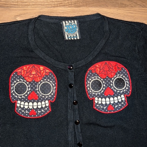 Too Fast Sugar Skull Cardigan Size L - Picture 6 of 7